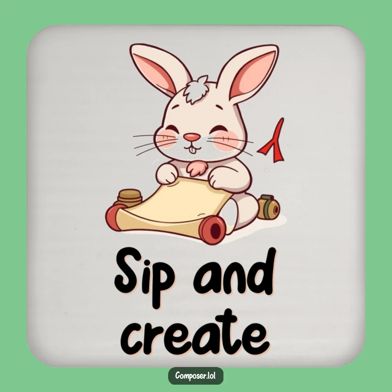 Funny Rabbit Coasters: Determined Composer Drink Set, Unique Funny Gift!