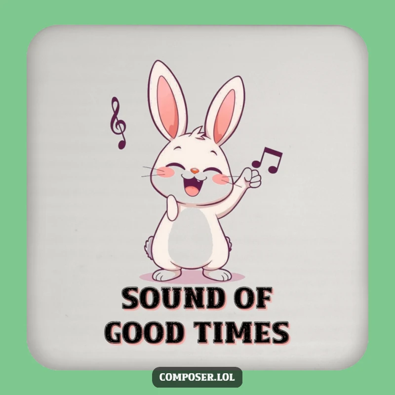 Funny Rabbit Composer Coaster - Musical Humor for Your Table