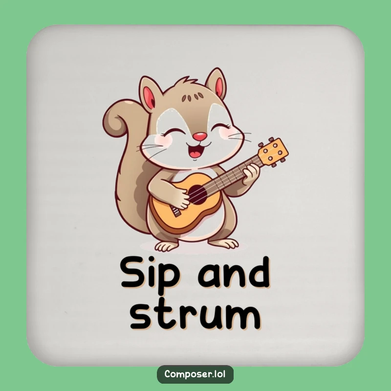 Funny Squirrel Ukulele Coaster: Protect Surfaces with Musical Charm
