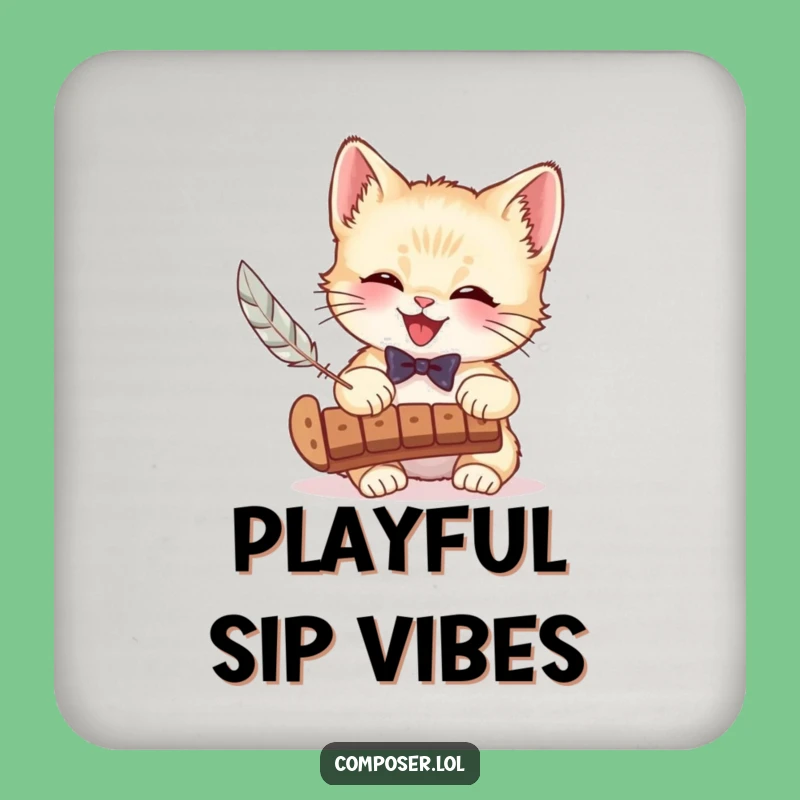Funny Kitten Xylophone Coaster - Protect Surfaces with Musical Charm