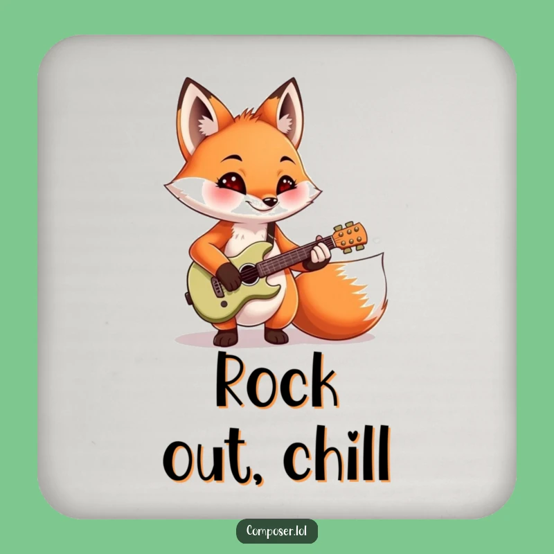 Funny Fox Coasters: Mischievous Guitarist Drink Set, Unique Funny Gift!