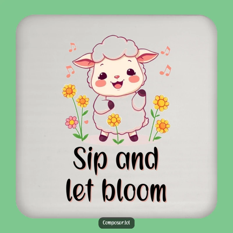 Funny Floral Sheep Coaster: Protect Surfaces with Musical Charm