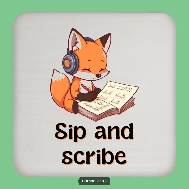 Funny Fox Composer Drink Coasters: Protect Surfaces with Playful Notes