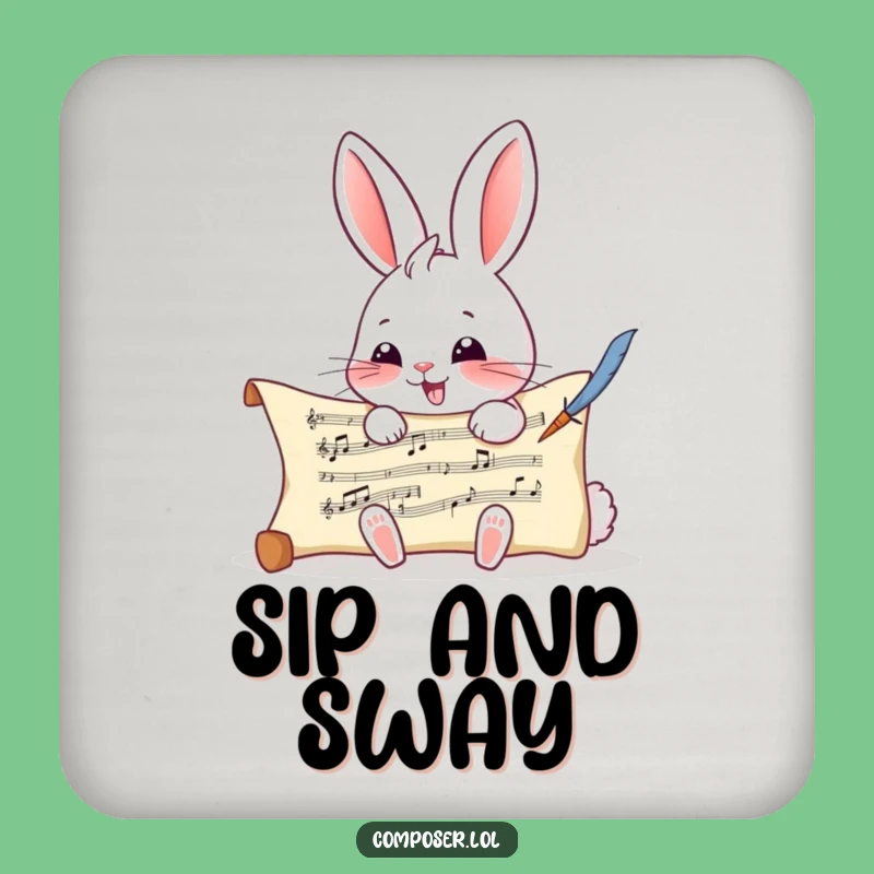 Funny Rabbit Composer Coaster Set - Musical Protection with Bunny Charm