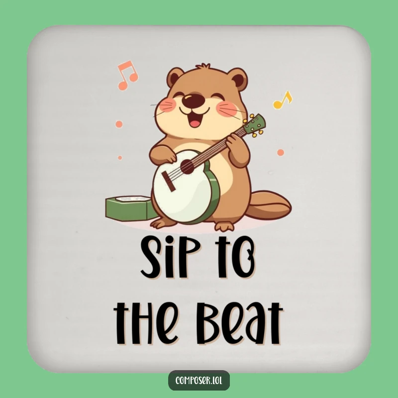 Funny Beaver Musician Coaster - Protect Surfaces Animal Gift