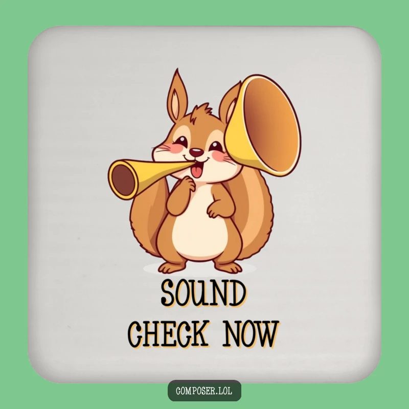 Funny Squirrel French Horn Coaster Set - Protect Surfaces with Humor!