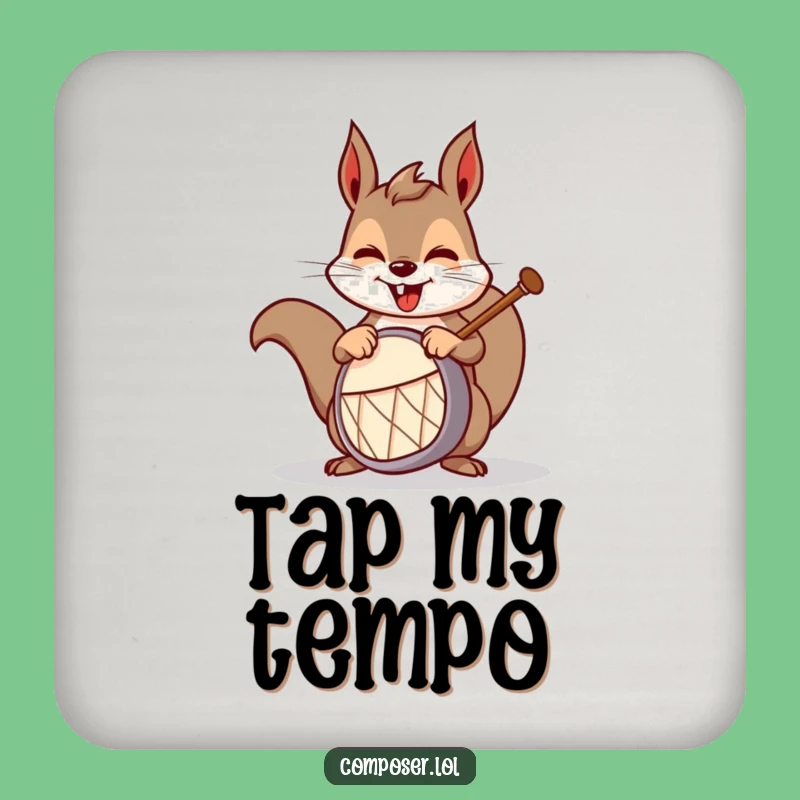 Funny Squirrel Drummer Coasters: Protect Surfaces with Musical Fun