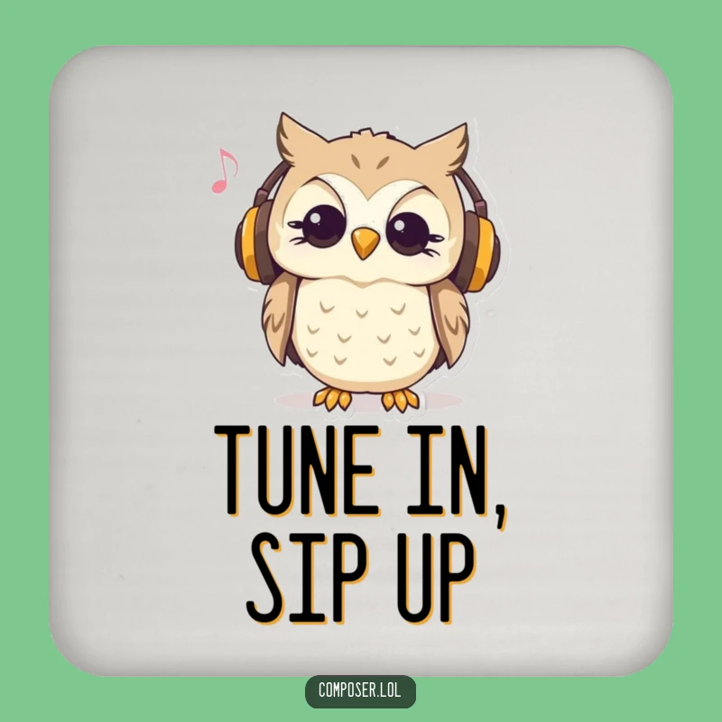 Funny Curious Owl Music Coaster: Protect Surfaces with Melody