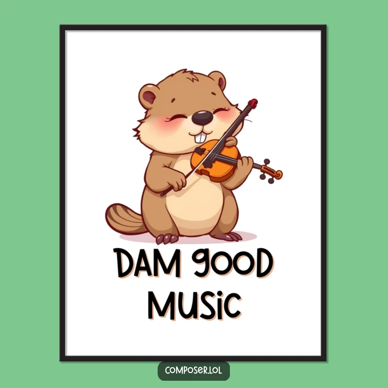 Funny Beaver Violinist Poster: Intense Focus - Art for Dedicated Musicians!
