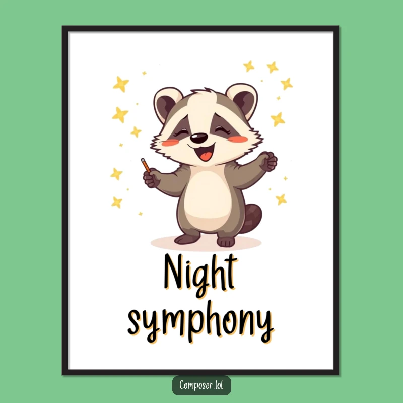 Funny Badger Firefly Orchestra Poster: Whimsical Wall Art for Music Lovers