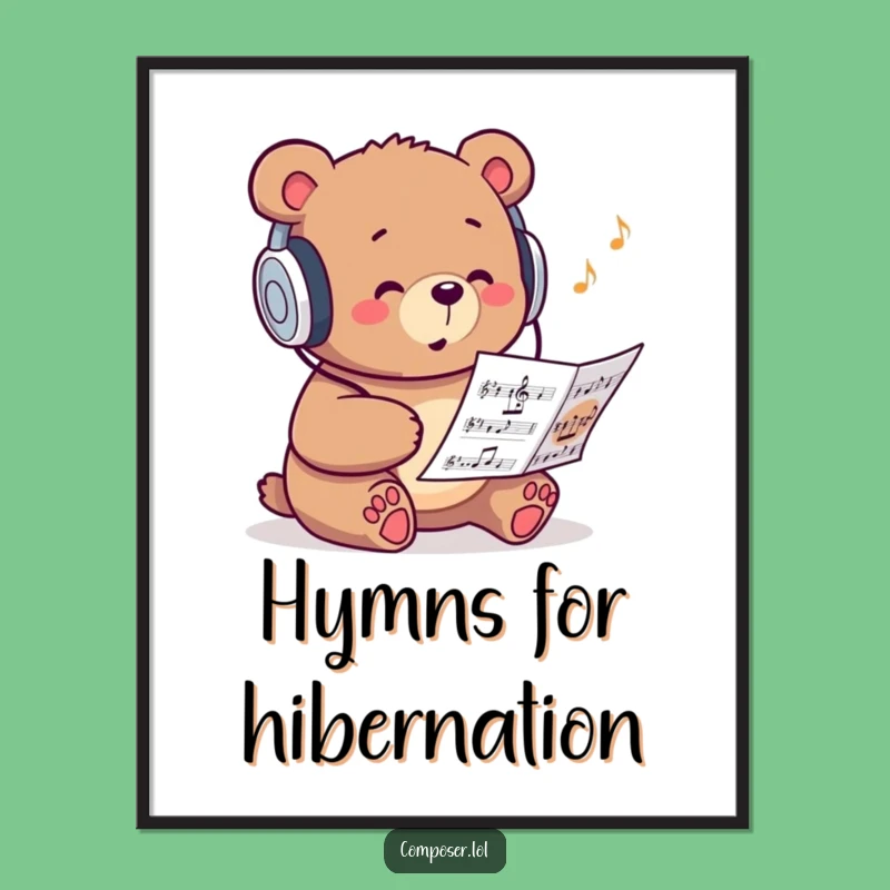 Funny Bear DJ Poster: Cool Bear with Headphones - Trendy Music Art!