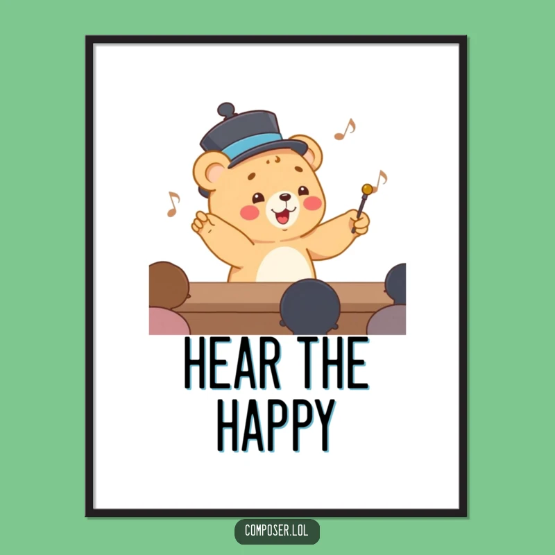 Funny Conducting Bear Cub Poster: Maestro Art for Your Walls
