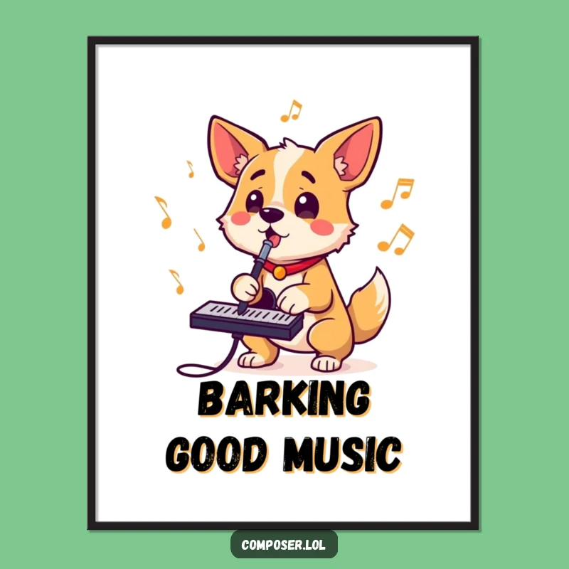 Funny Dog Composer Barking Poster: Vibrant Art for the Musically Inclined Canine Fan