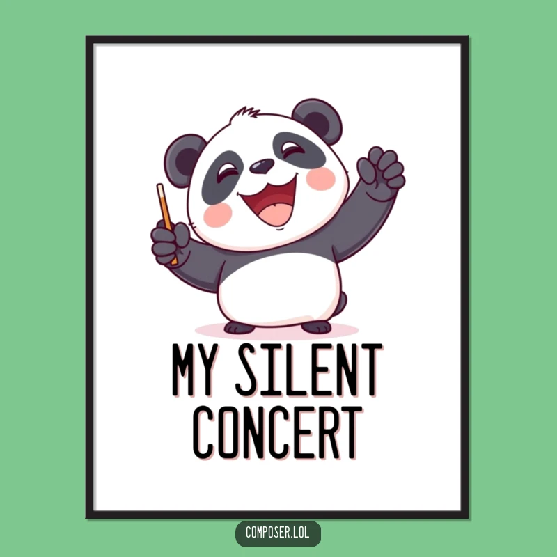 Funny Panda Conductor Poster - Whimsical Wall Art for Music Lovers