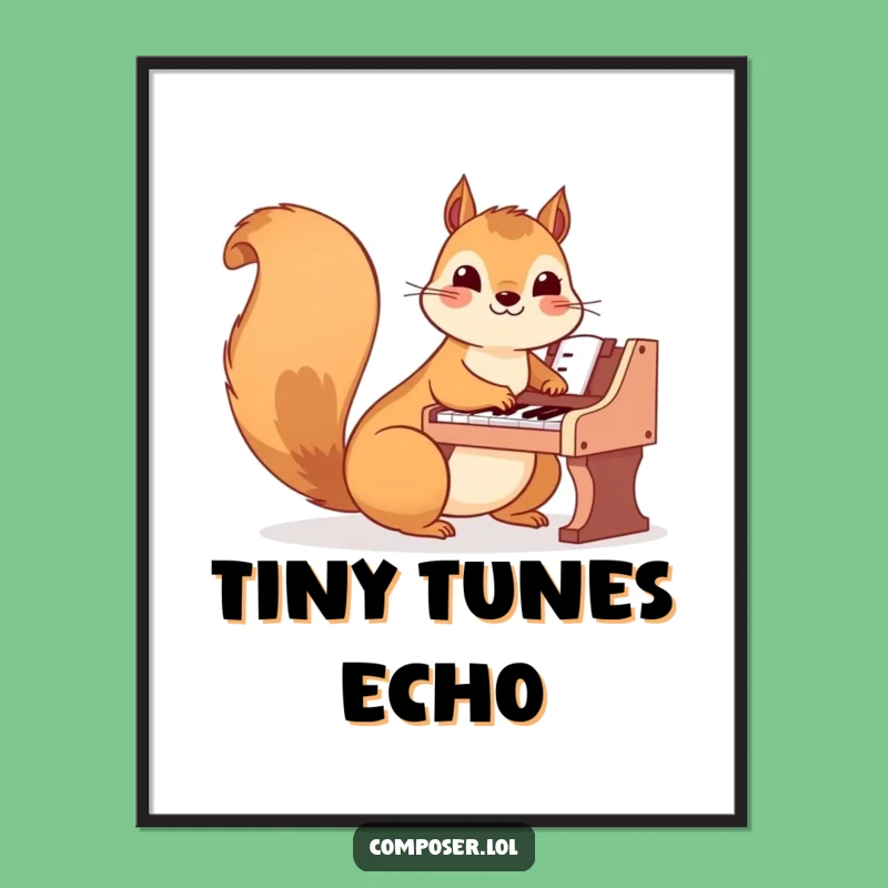 Funny Squirrel Pianist Poster: Tiny Tunes Art, Vibrant Funny Gift