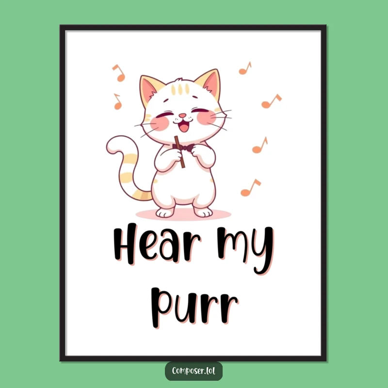 Funny Cat Composer Poster: Wall Art of a Giggling Maestro Cat