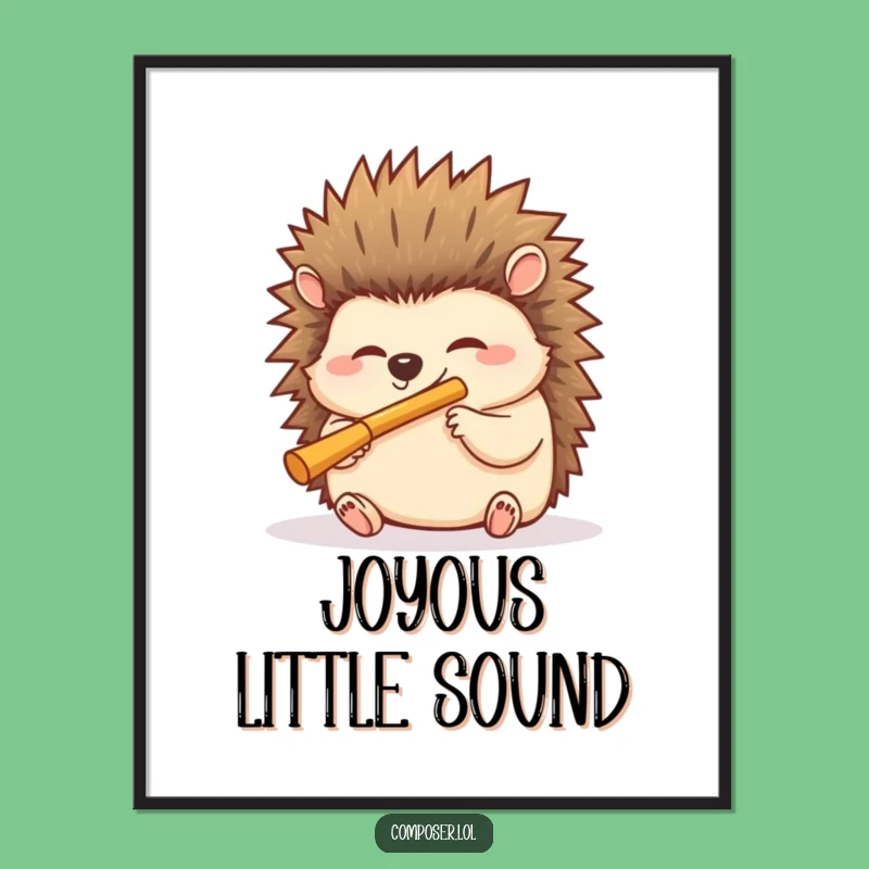 Funny Hedgehog Flute Poster: Joyful Wall Art for Any Room