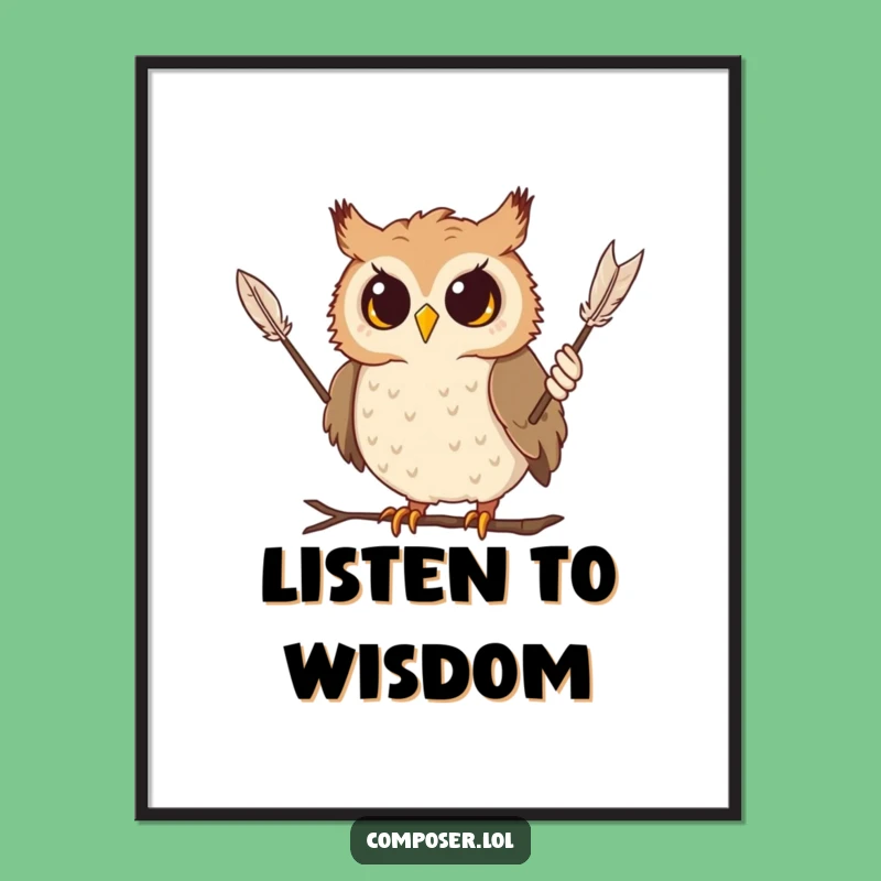 Funny Owl Conductor Poster: Dramatic and Hilarious Wall Art for Music Enthusiasts