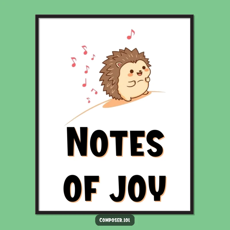 Funny Hedgehog Rolling Poster - Vibrant Musical Wall Art, Cheerful Decor Gift