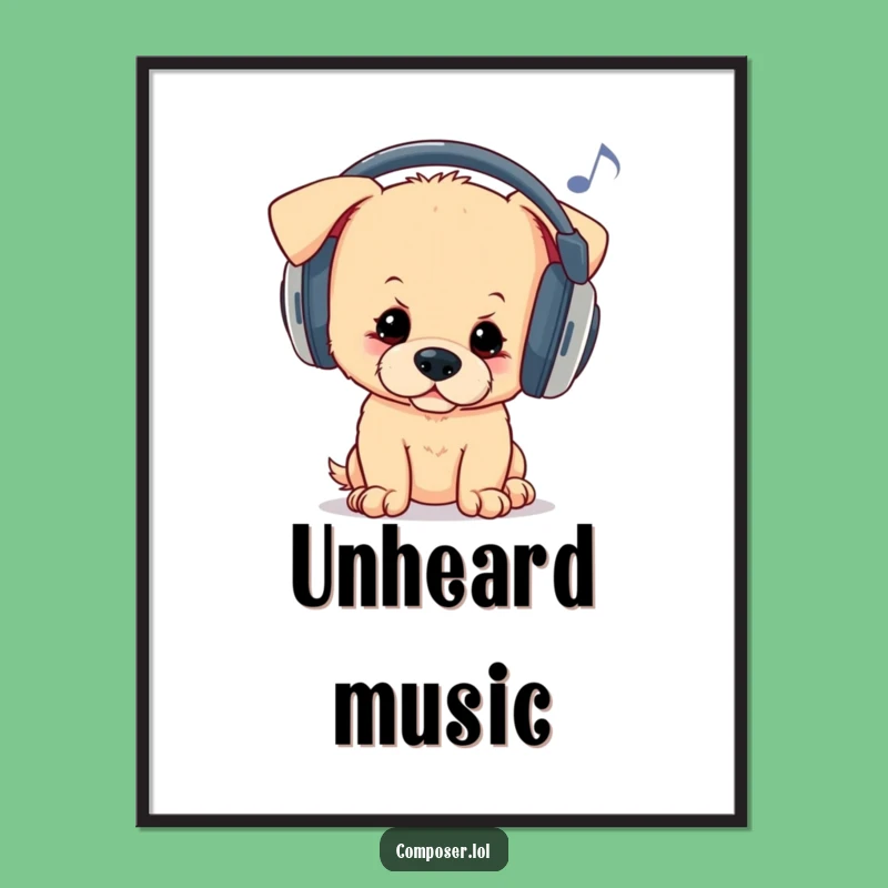 Funny Puppy Headphones Poster - Cool Music Dog Wall Art Gift