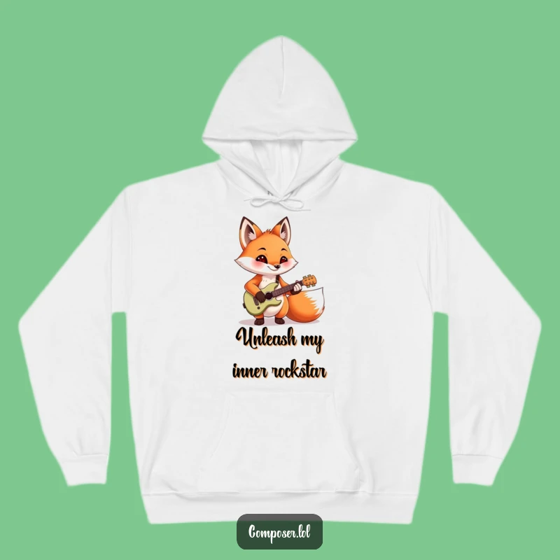 Funny Fox Hoodie: Mischievous Guitar Player Sweatshirt, Cozy Funny Gift!