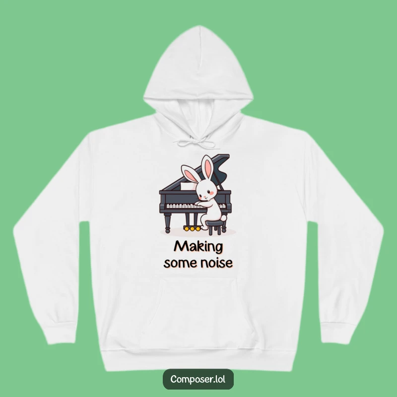 Funny Playful Rabbit Piano Hoodie - Cozy and Hilarious Gift for Bunny Maestros