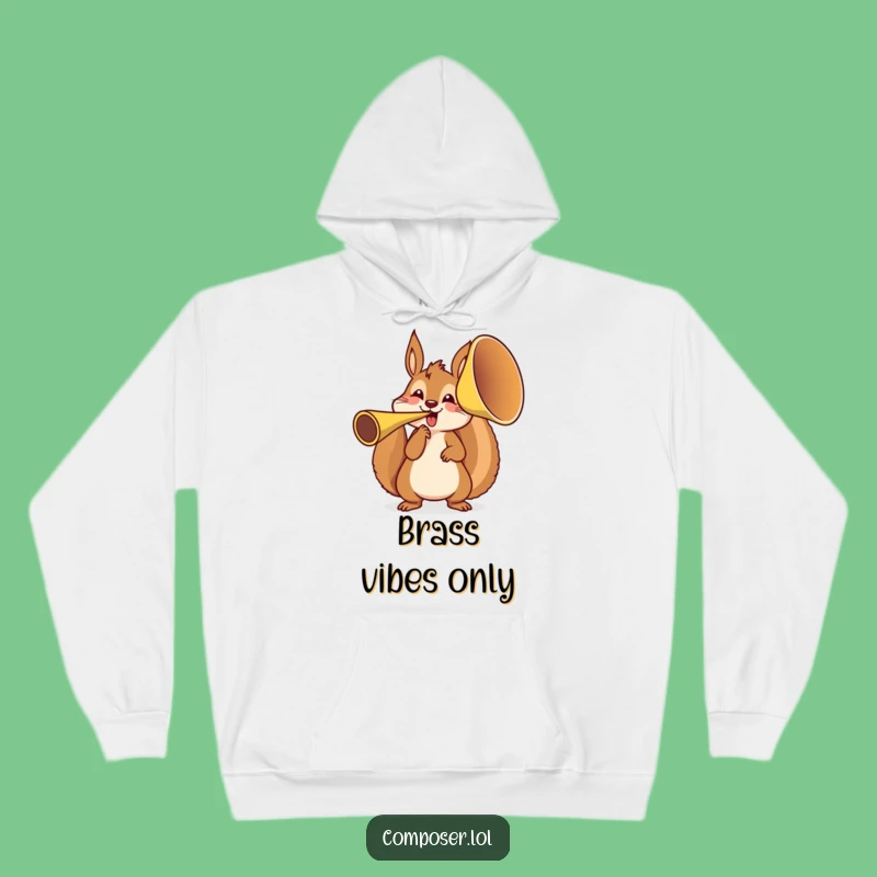 Funny Squirrel French Horn Hoodie - Cozy & Hilarious Musician Gift