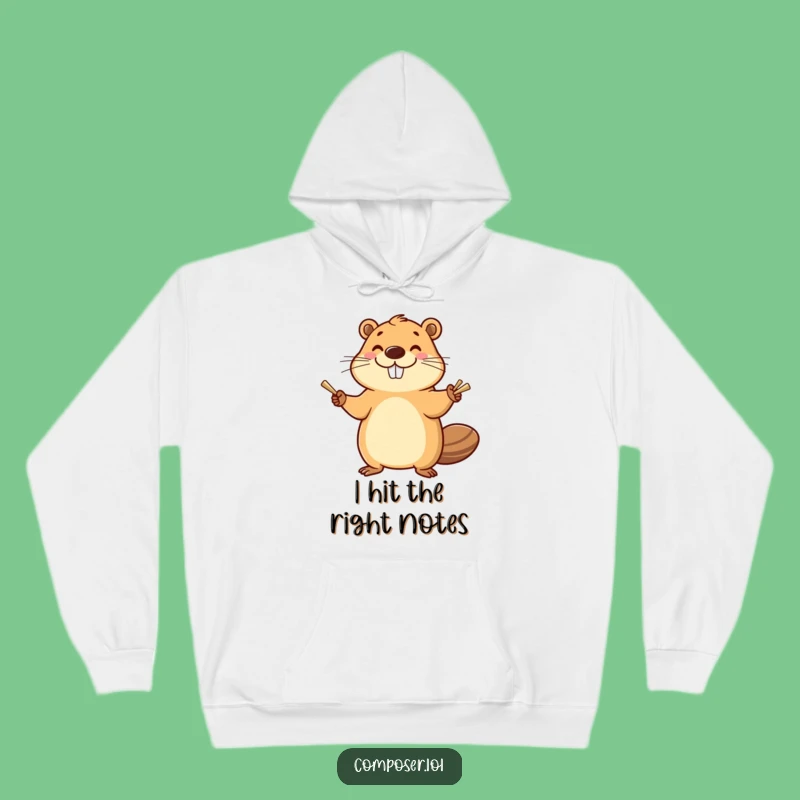 Funny Beaver Cymbals Hoodie: Enthusiastic Musician's Cozy Bash, Perfect Gift