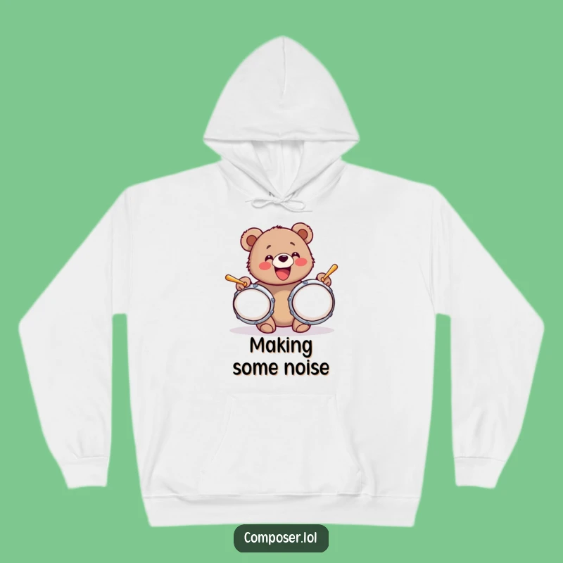Funny Bear Cub Cymbals Hoodie: Cozy Up with Loud, Joyful Vibes