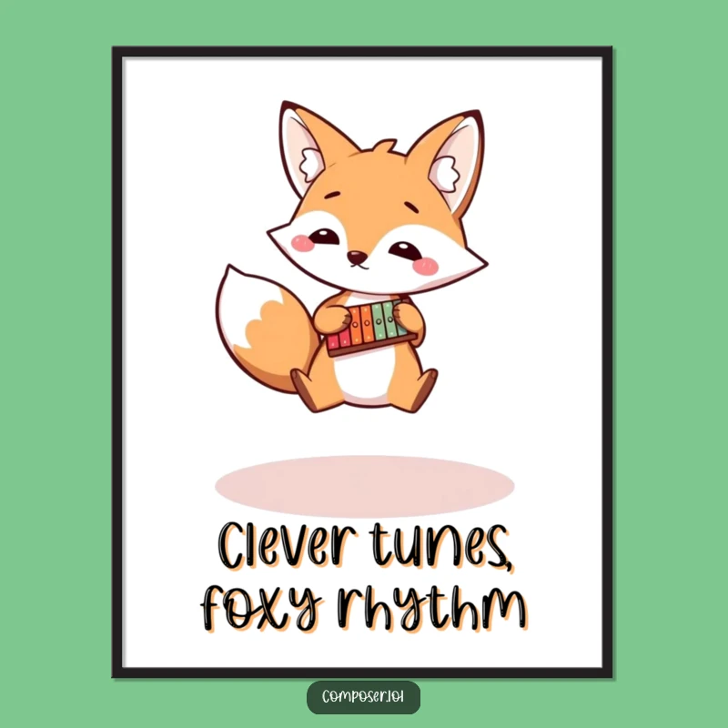 Free Printable Funny Fox Xylophone Wall Art - Energetic Downloadable Decor