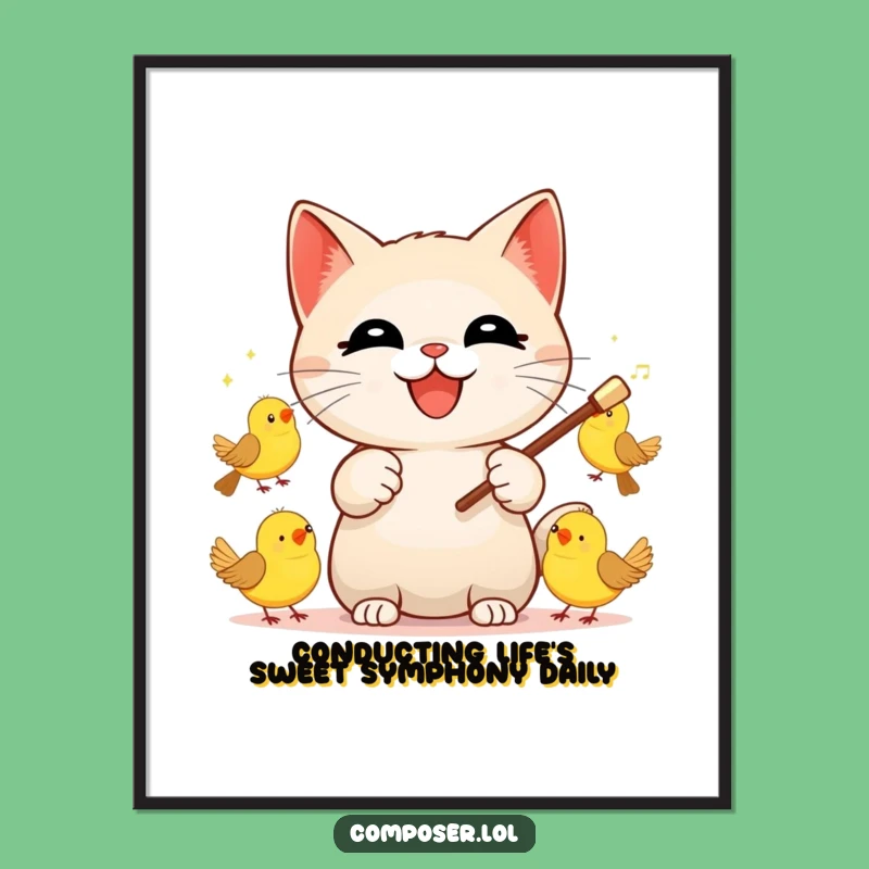 Funny Free Printable Cat Conductor Wall Art: Downloadable Decor for Music Lovers' Homes