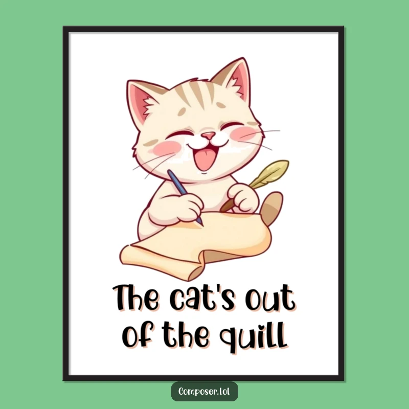 Free Printable Cat Writer Wall Art: Funny Downloadable Decor
