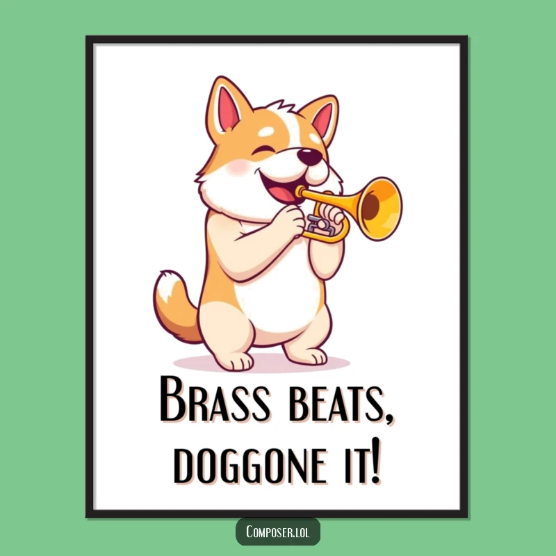 Free Printable Wall Art: Funny Dog Trumpeter - Majestic Humorous Downloadable Art!