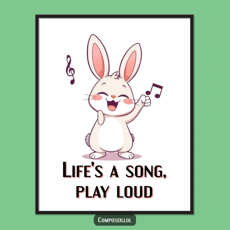 Free Printable Wall Art: Giggling Rabbit Musical Delight, Funny Downloadable Art