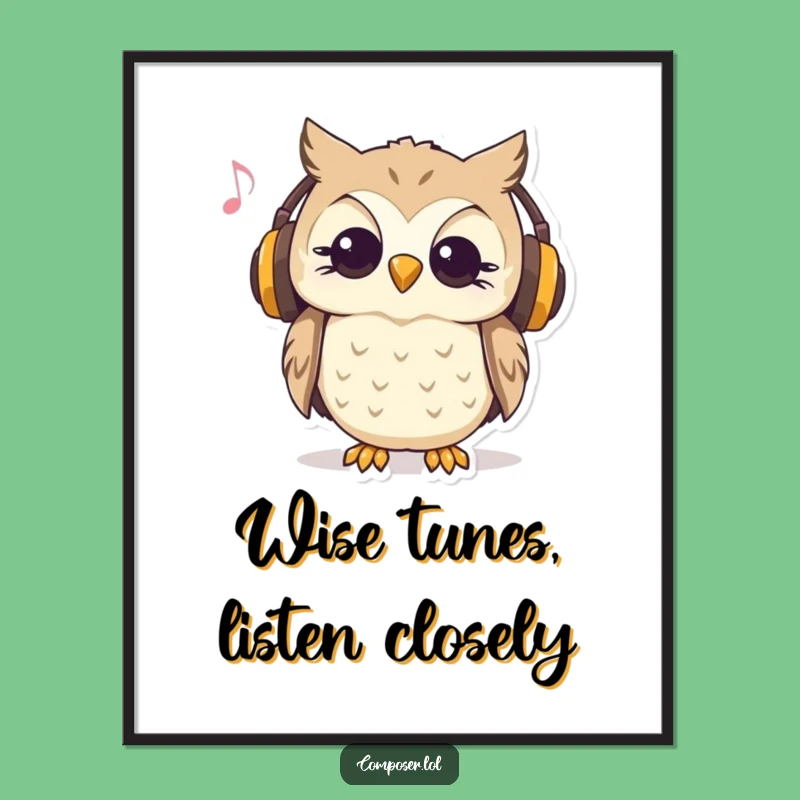 Funny Free Printable Wall Art: Owl DJ Music Lover Downloadable Decor