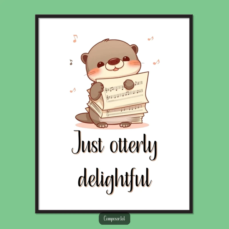 Free Printable Otter Wall Art: Shy Humming Music Downloadable Decor