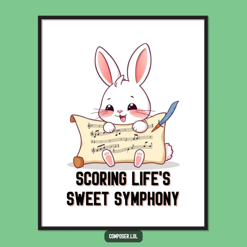 Free Printable Rabbit Composer Wall Art: Humorous Downloadable Music Decor for Whimsy