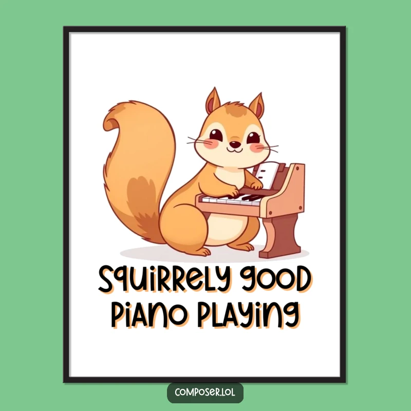 Charming Free Printable Wall Art: Squirrel Musician Playing a Tiny Piano!
