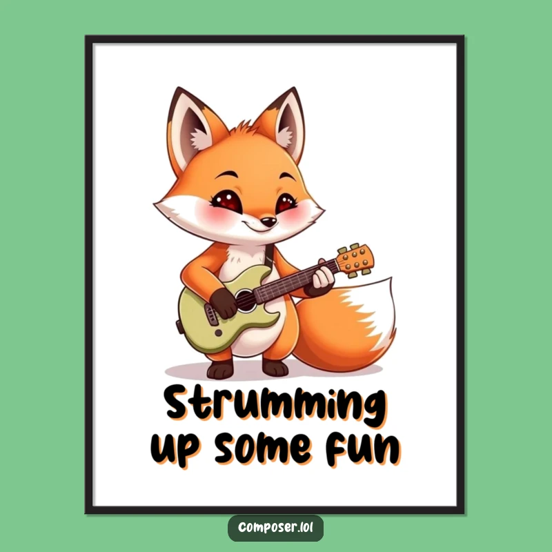 Free Printable Fox Art: Funny Guitarist Downloadable Wall Art for Music Lovers
