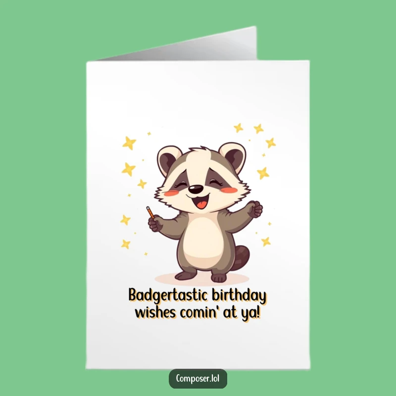 Free Printable Birthday Card: Funny Badger Conductor Hilarious Downloadable Gift for Friends
