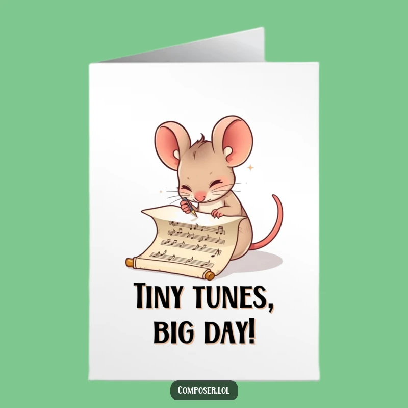 Free Printable Birthday Card: Compose A Wish - Funny Mouse Musician Downloadable!