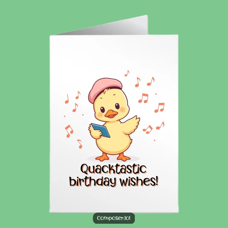 Free Printable Birthday Card: Conducting Duckling Music Funny Downloadable Gift
