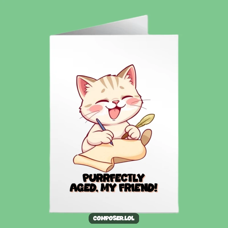 Free Printable Cat Writer Birthday Card: Funny Downloadable Gift