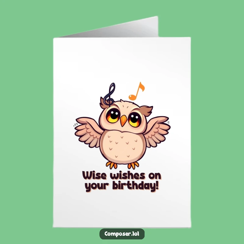 Free Printable Owl Birthday Card: Funny Inspired Music Lover Downloadable Gift