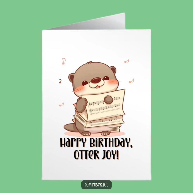 Free Printable Otter Birthday Card: Shy Humming Music Downloadable Gift
