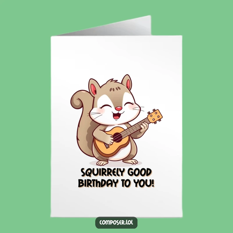 Free Printable Birthday Card: Funny Squirrel Ukulele Hilarious Downloadable Gift
