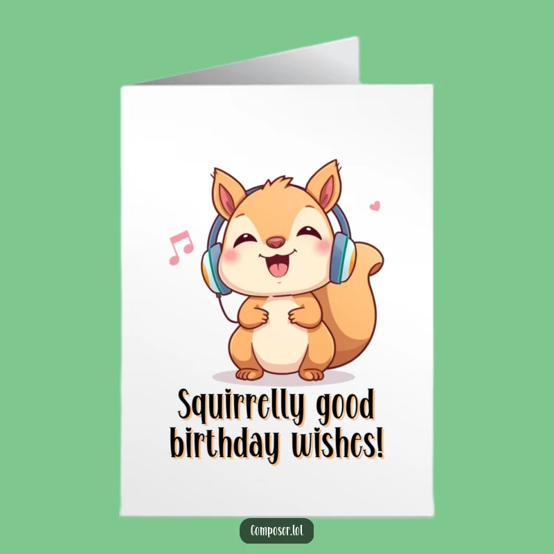 Free Printable Birthday Card: Funny Squirrel DJ Jamming - Downloadable & Fun!