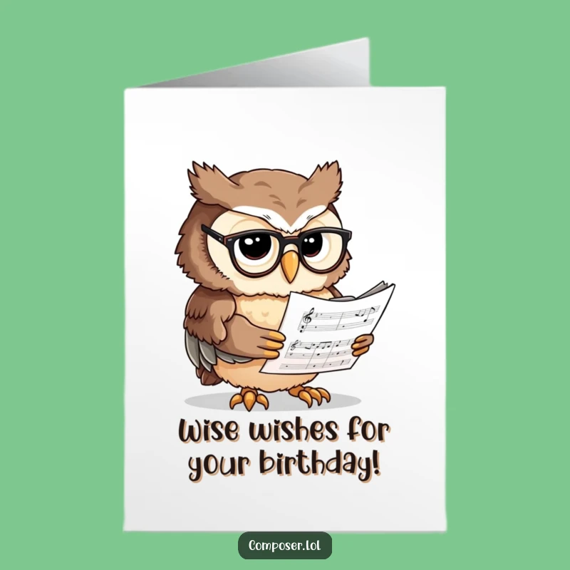 Free Printable Owl Scholar Birthday Card: Funny Downloadable Music Gift for Bookworms