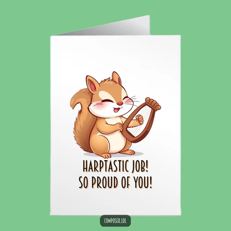 Free Printable Squirrel Harpist Congratulations Card - Hilarious Downloadable Message