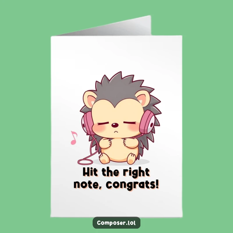 Free Printable Congrats Card: Hedgehog Rocking Out, Awesome Downloadable Gift